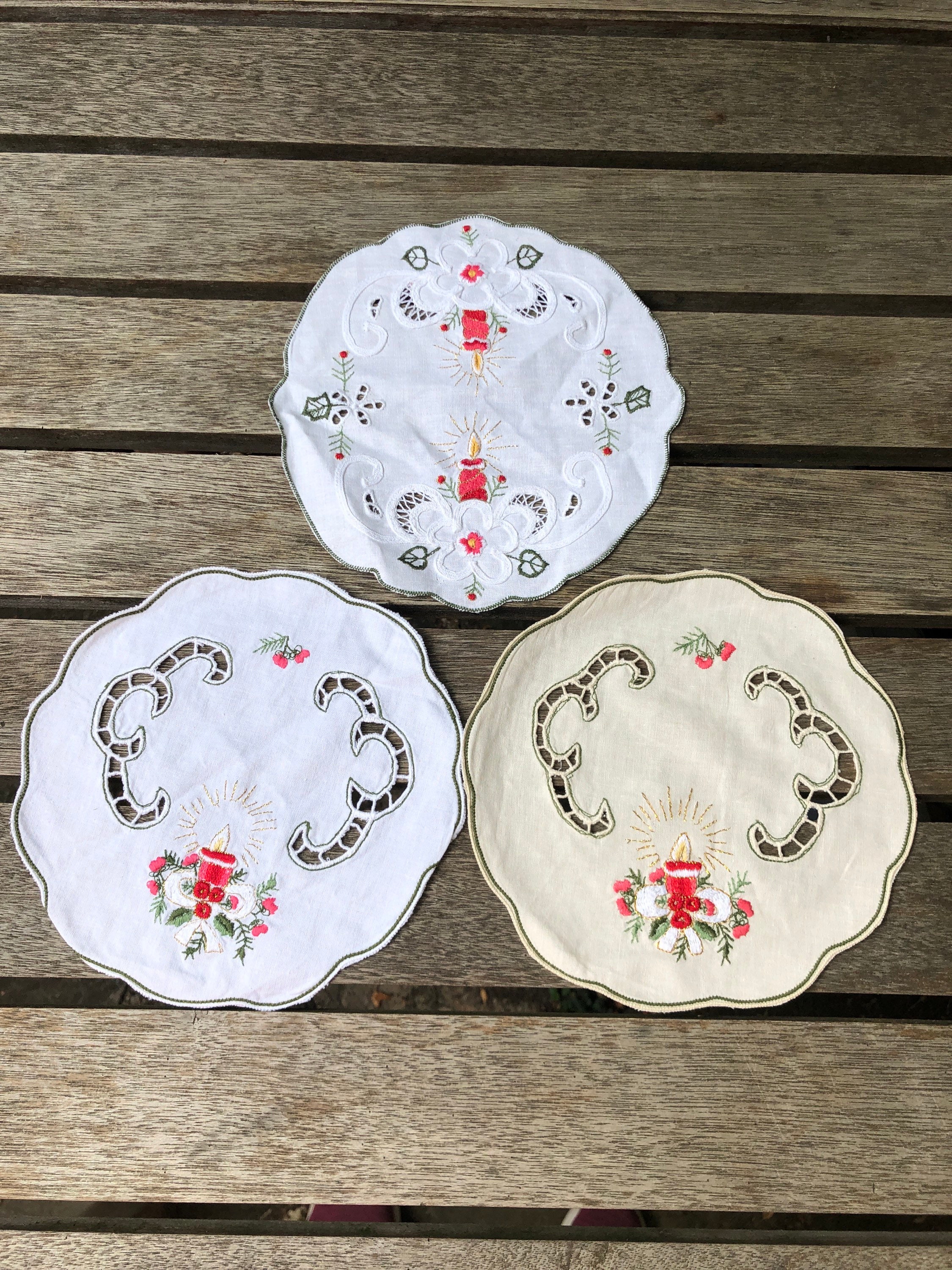 Kwestie bevolking methaan Vintage Embroidered Tablecloth Round Small Table Mats - Etsy