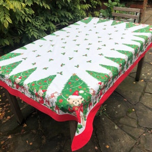Toalha de mesa com estampa de Natal vintage oblonga para presente de Natal
