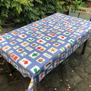 Toalha de mesa com estampa de Natal vintage oblonga para presente de Natal