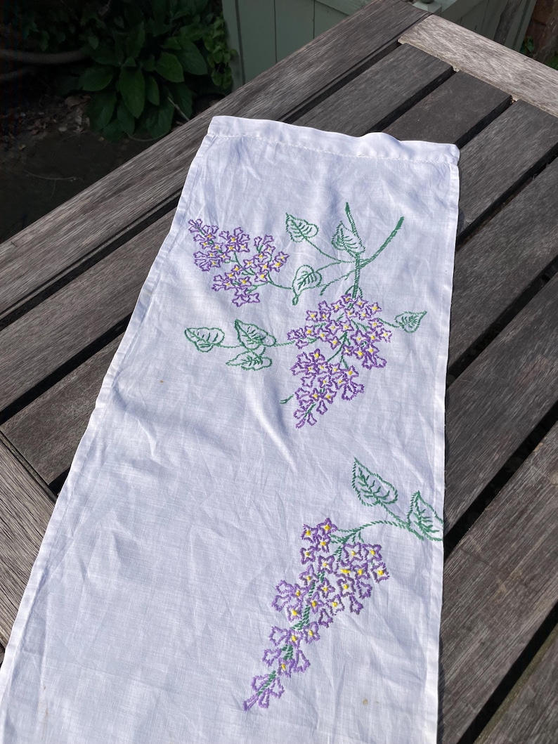 Hand Rummer Vintage Hand Embroidered Floral Table Runner Dressing Table Mat - Etsy