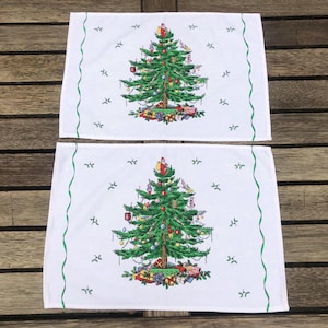 Vintage Christmas Tree Print cotton Set of two