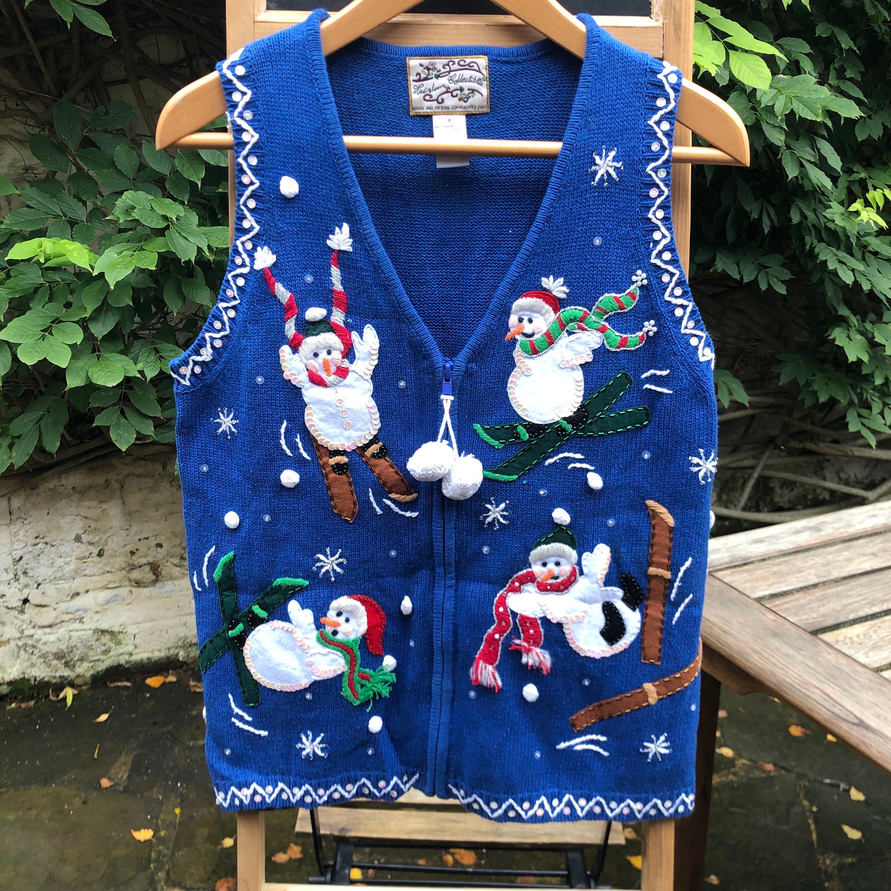 Vintage Heirloom Ladies Christmas Knit Jumper Vest Waistcoat