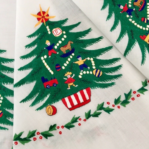 ヴィンテージ ラージ レース テーブルクロス テーブルカバー 本物の