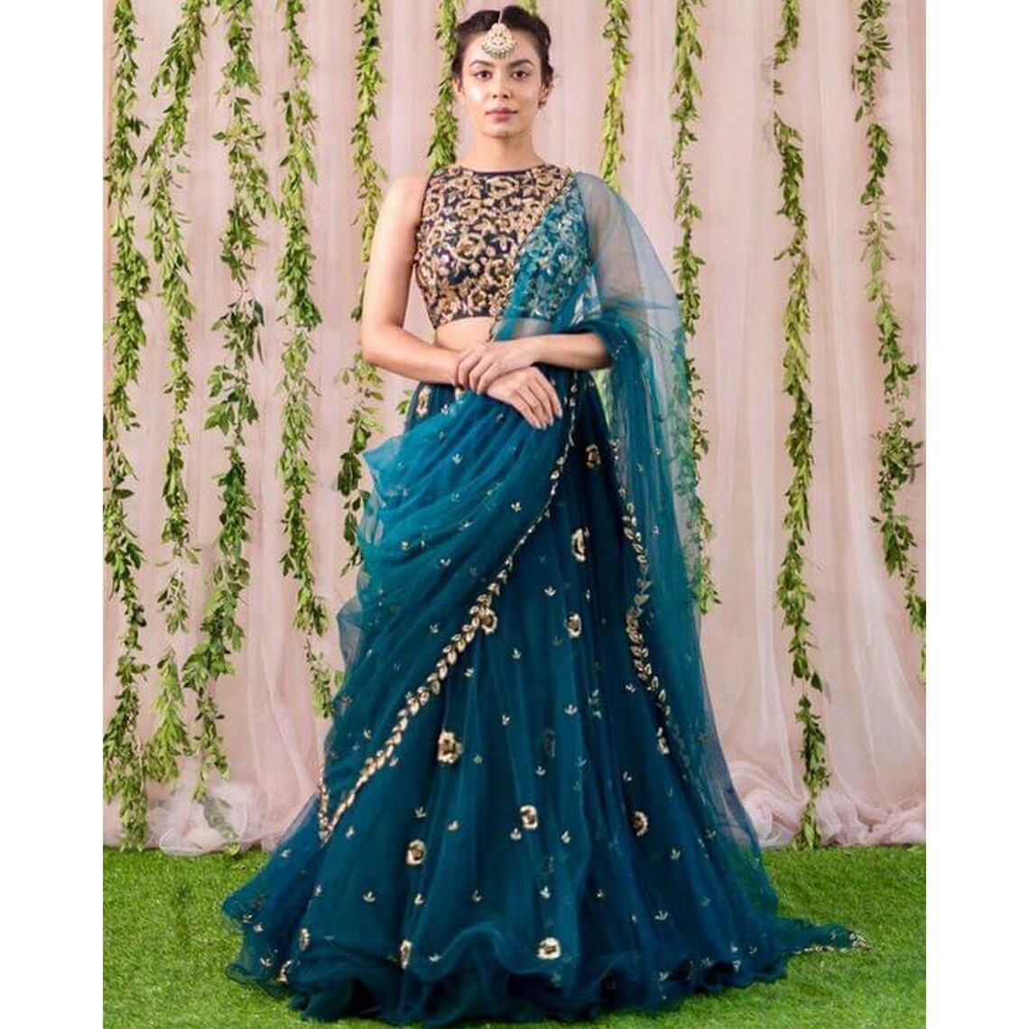 Designer rama blue Colour Bollywood lehenga choli Etsy