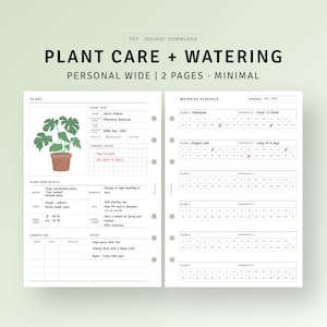 Plant Planner Printable Personal Wide, Garden Journal Diary, Houseplant Planner, Plant Watering Schedule Log, Indoor Plant Care Tracker PDF