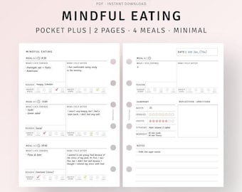 Mindful Eating Food Journal Printable Pocket Plus Inserts, Daily Nutrition Tracker, Food Sensitivities Log Diary Template, Digital Download