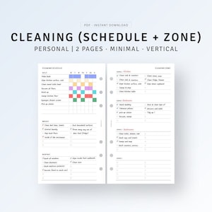 Personal, Cleaning Schedule Printable Zone Cleaning Planner, Weekly Cleaning Routine Tracker Inserts, Household Chore List, Digital Download