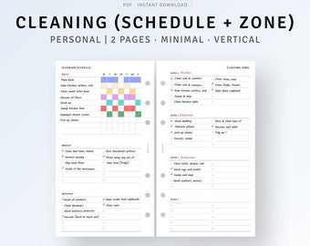Personal, Cleaning Schedule Printable Zone Cleaning Planner, Weekly Cleaning Routine Tracker Inserts, Household Chore List, Digital Download