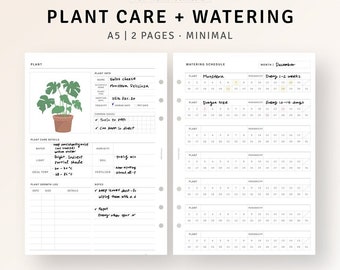 Plant Planner Printable A5 Inserts, Plant Care Log, Watering Schedule Tracker, Gardening Journal, Growth & Repotting Log, Digital Download