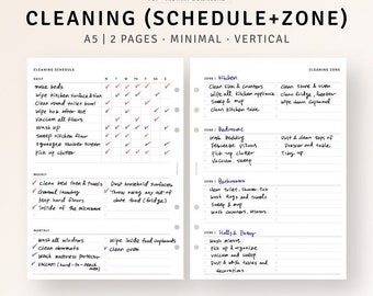 A5, Cleaning Schedule Template Printable Zone Cleaning Weekly Monthly Cleaning Planner, Housekeeping Chore List, Cleaning Routine Tracker