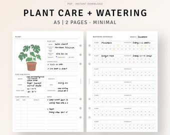 Plant Planner Printable A5 Inserts, Houseplant Planner Garden Journal, Plant Watering Schedule Log, Indoor Plant Care Tracker, Plant Diary