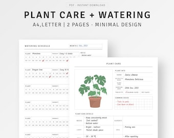 Pflanzenpflege Journal A4/Letter Größe Printable, Planer für die Pflanzenbewässerung, Planer für Zimmerpflanzen, Planer für Zimmerpflanzen, Garten Journal Vorlage