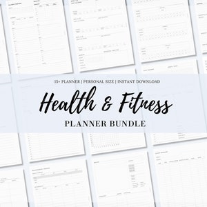 18+ Health Fitness Planner Printable Personal Inserts Bundle, Weight Loss Tracker, Workout Tracker, Mindful Eating Journal, Instant Download