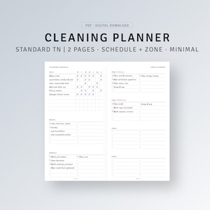 Household Planner Printable STANDARD TN Inserts, Zone Cleaning Routine Checklist, Weekly Monthly Cleaning Planner, Instant Download PDF