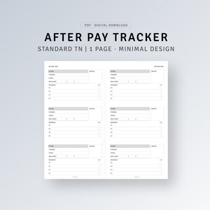 After Pay Tracker TN-Standardeinsätze für druckbare Ausgabentracker, Haushaltsplaner, Kalender-Organizer, Auto Zahlung Fälligkeitsdatum-Erinnerung