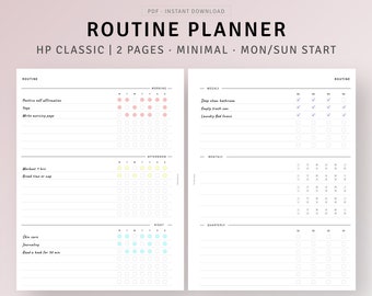 Routine Planner Printable HP Classic Inserts, Morning Night Routine Tracker, Weekly Routine Checklist, To do list, Daily Habit Template