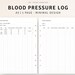 Blood Pressure Log Printable A5 Planner Inserts, Daily Blood Pressure ...