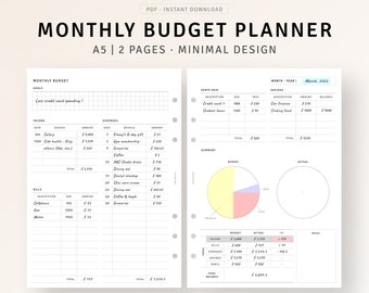 A5 Size, Budget Planner Printable Money Tracker Template, Bill Tracker, Money Spending Log, Personal Finance Tracker, Budgeting Overview PDF