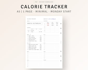 Daily Food Diary Journal Fitness Digital Planner Template for - Etsy