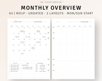 Month on One Page - Etsy