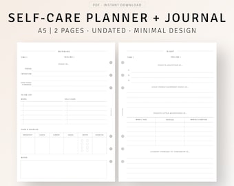 Self-care Planner A5 Planner Printable Inserts, Mental Health, ADHD Planner, Daily Affirmation, Daily Mood Log, Positive Mindset Template