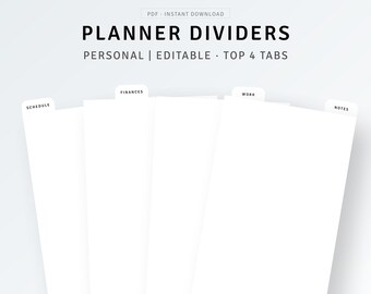 Planner Dividers Personal Wide Printable Template Editable | Etsy