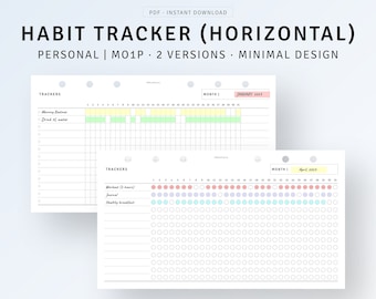 Personal, Monthly Habit Tracker Template Printable 30 Day Challenge Log, Daily Routine Tracker, Diet Goal Tracker Sheet, Wellness Tracker