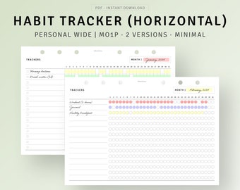 Routine Tracker Printable Personal Wide Inserts, Skincare Morning Routine Template, 31 Day Challenge, Tasks Chores Log, Digital Download PDF