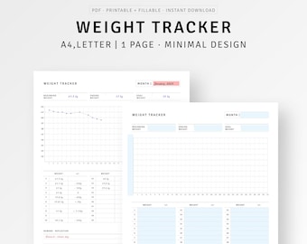 Weight Loss Tracker Printable A4/Letter Inserts, Pounds Lost Chart, Diet Fitness Log, Progress Tracker Template, Body Weight Journal Page