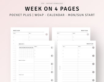 Weekly Schedule Template Printable Pocket Plus Inserts WO2P | Etsy