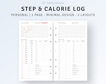 Walking Log Journal Printable Personal size Inserts, Step Log Tracker, Cardio Workout Tracker, Weight Loss Journal, Instant Download PDF