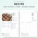 Recipe Planner Half Letter Printable Inserts Kitchen Recipe - Etsy
