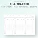 Bill Organizer Printable Half-letter Inserts Bill Due Date - Etsy