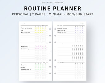 Personal Ring, Routine Planner Printable Morning Night Routine Tracker, Daily Rituals, Skin Care Routine Checklist, Habit Log Digital PDF