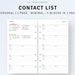 Personal Contacts List Sheet Printable Emergency Contacts - Etsy