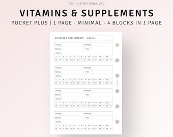 Personal Vitamin and Supplement Tracker Medication Log | Etsy
