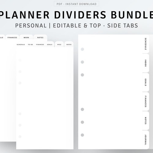 Planner Dividers A5 Printable PDF PNG Editable Side Tab Etsy