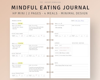 Mindful Eating Food Journal Printable Happy Planner Mini, Food Log Diary Tracker, Daily Nutrition Journal Template, Food Sensitivities Sheet