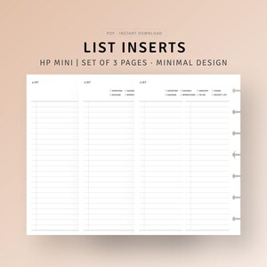 List Tracker HP Mini druckbare Lebensmittelgeschäft-Einkaufsliste Einsätze, Packliste, Wunschliste, Eimerliste, Einkaufsliste machen, digitaler Download