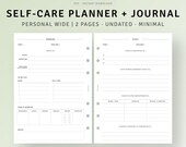 Self-care Planner Printable Personal Wide Inserts, Daily Affirmation, Gratitude Journal, Mental Health Manifest Planner, Digital Download