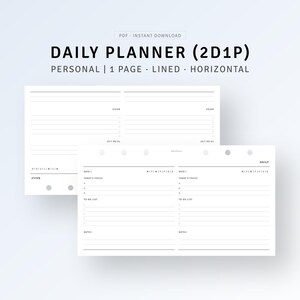 Daily Planner Personal Inserts Printable 2 Days On 1 Page, Schedule Organizer, Daily Agenda Template, Productivity Planner, Digital Download