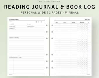 Personal Wide Size Printable Reading Log - Etsy Canada