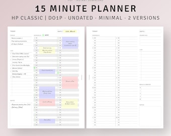 15 Minute Planner Printable HP Classic Size, Daily Hourly Planner, Time Blocking Template, Daily Schedule Overview, Appointment Tracker