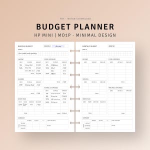 Druckbarer Etatplaner HP Mini Einsätze, Vorlage, Einnahmen-Ausgaben-Tracker, Geldmanagement Überblick, Ausgabenlog, digitaler Download