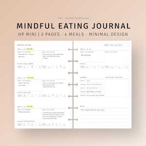 Mindful Eating Food Journal Printable Happy Planner Mini, Food Sensitivties Log Tagebuch Tracker, tägliche Ernährung Vorlage, Instant Download