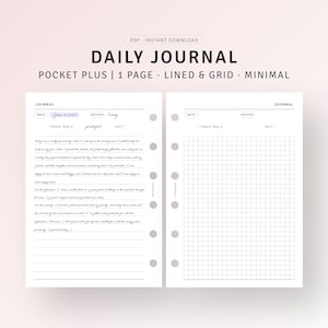 Journal Seiten zum ausdrucken, Pocket Plus Einlagen, tägliche Reflexion Vorlage, leeres Manifest-Journal, Erinnerungs-Tagebuch, Sofort-Download PDF