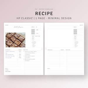Recipe Journal Printable HP Classic Inserts Food Recipe Etsy Recipe Journal Printable HP Classic Inserts Food Recipe Etsy