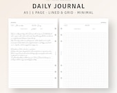 Daily Journal A5 Planner Inserts Printable, Mindfulness Journal Template, Daily Mood Diary, Positivity Manifest Journal PDF Instant Download