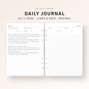 Diario quotidiano A5 Inserti stampabili, modello di diario di consapevolezza, diario dell'umore quotidiano, diario manifesto di positività PDF Download istantaneo