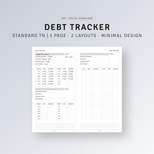 TN STANDARD | Debt Snowball Repayment Tracker Printable Loan Debt Payoff Planner, Debt Finance Journal, Debt Tracker, Instant Download PDF